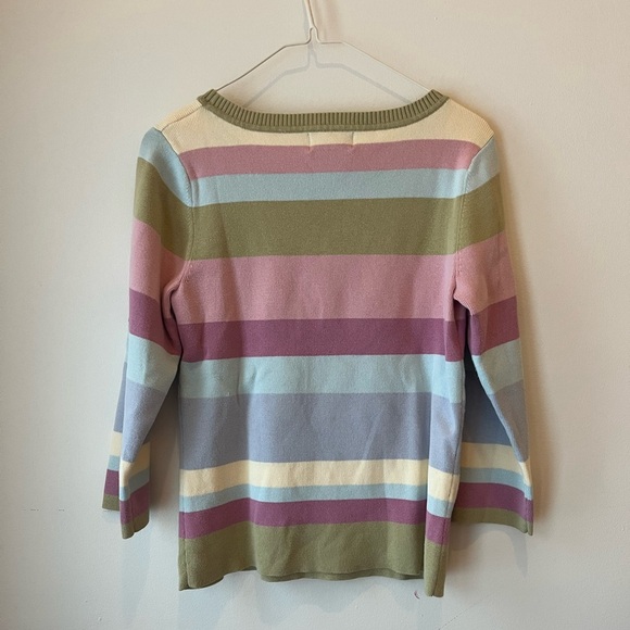 Van Heusen Women’s Pastel Stripe Knit Sweater Long Sleeve Cotton Blend Retro Y2K - Picture 6 of 9